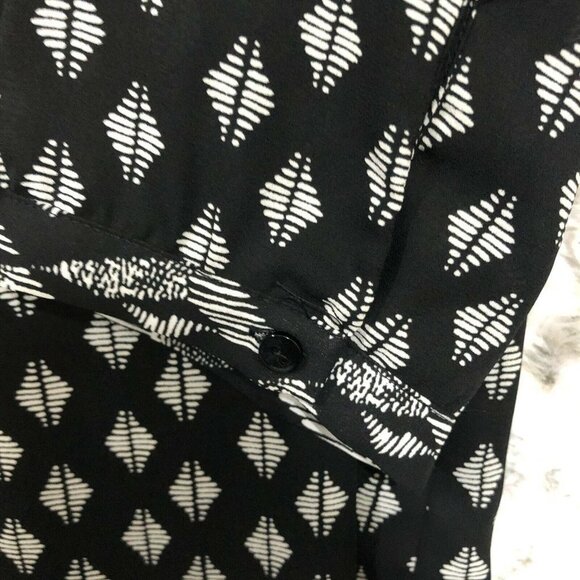 NYDJ Not Your Daughters Jeans Womens Tunic Top Black/White v-neck Tie XS - Picture 6 of 11